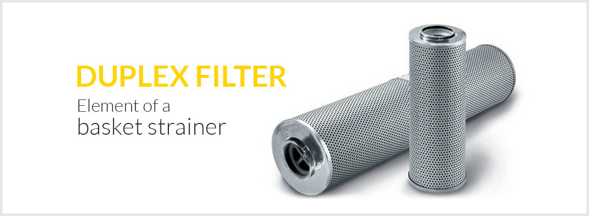 A filter element of a duplex basket strainer