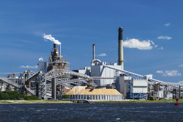 Industrial Paper Mill on a River